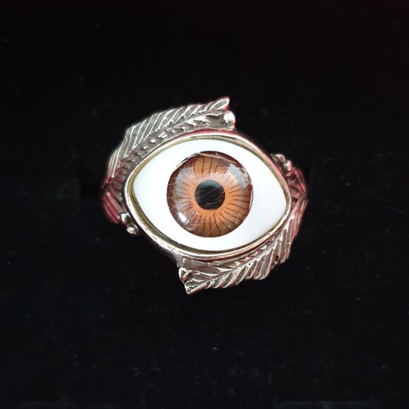 One of a Kind Bold Vintage 925 Sterling Silver Evil Eye Protection Ring - Picture 1 of 14